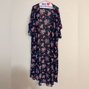 Torrid Chiffon Navy Kimono, Torrid 3/4